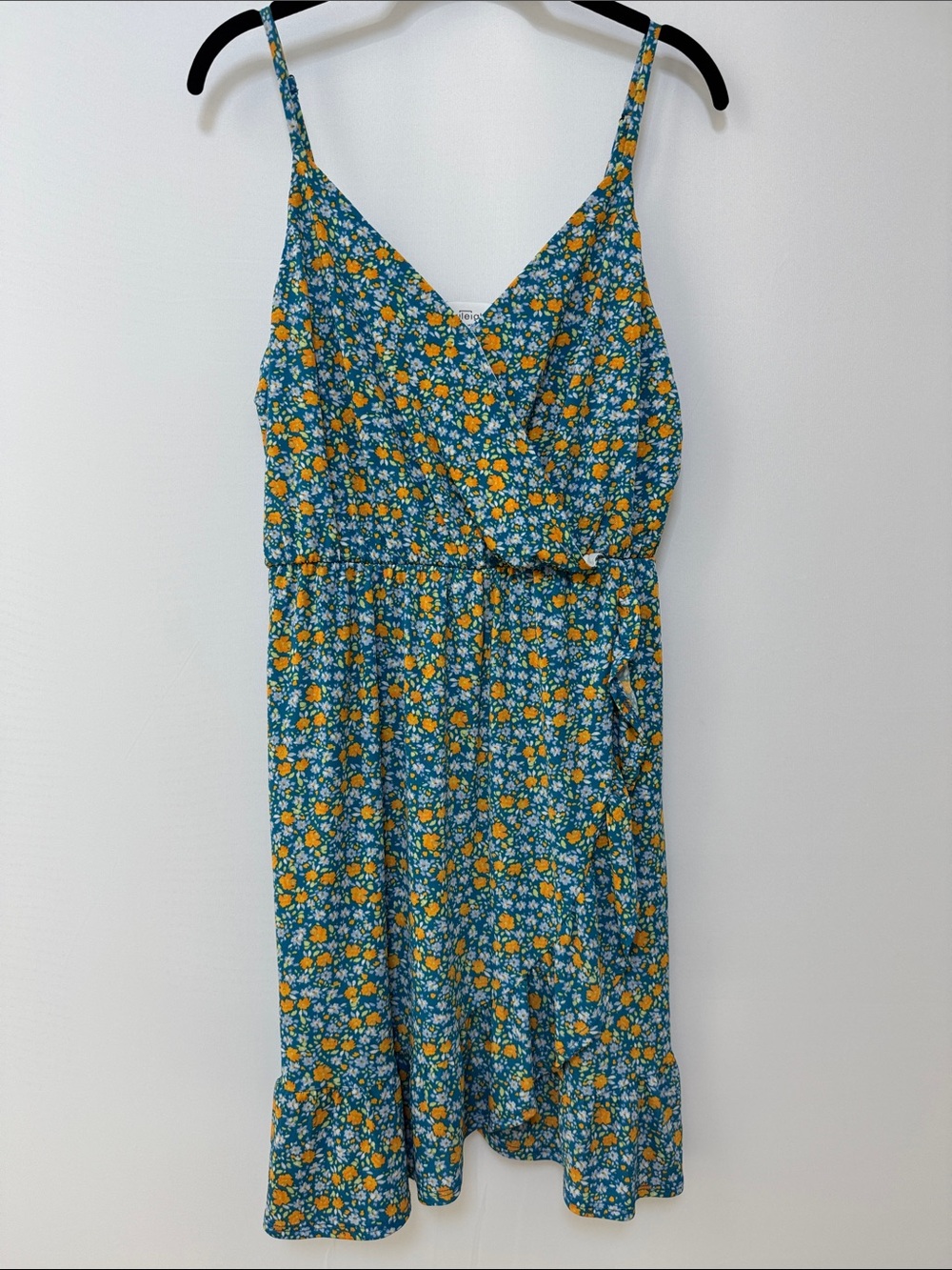 Kaleigh Priana Sleeveless Wrap Dress Floral Blue and Yellow Women's Dress